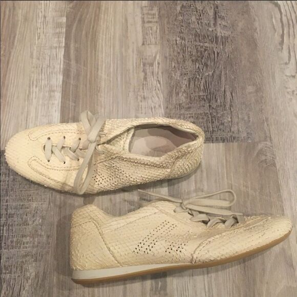 HOGAN Cream Snakeskin Sneakers Size 5 1/2 - Picture 3 of 7